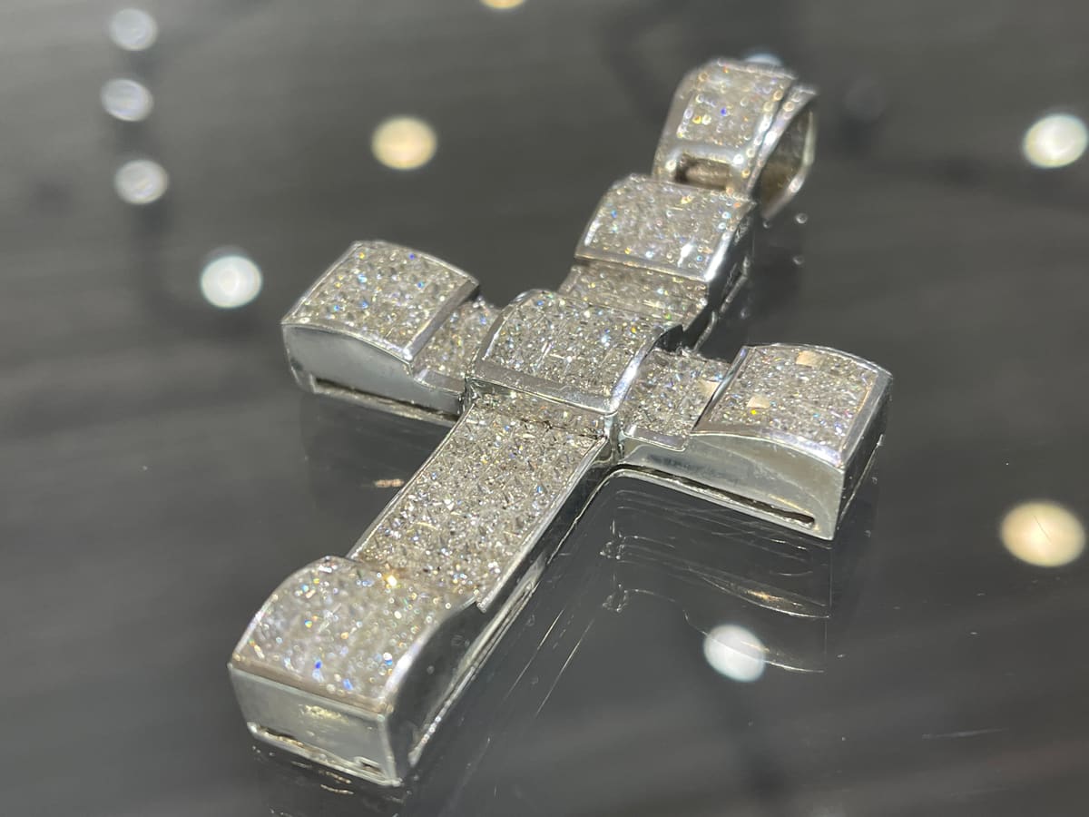 Large Diamond Cross Pendant, second view