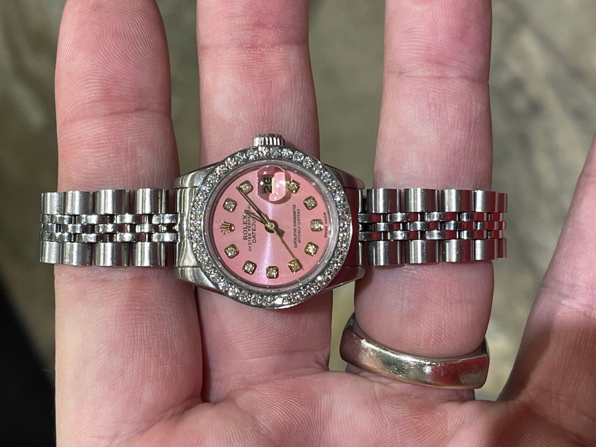 LADIES ROLEX WITH PINK DIAL, luxury watch