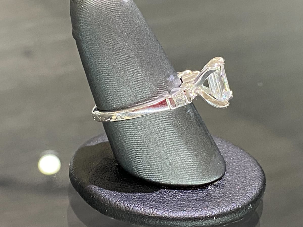 Diamond Engagement Ring Emerald Cut .77ct, engagement ring, second view