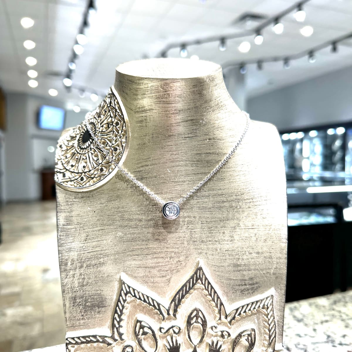 Diamond Solitaire Bezel Set Pendant, second view