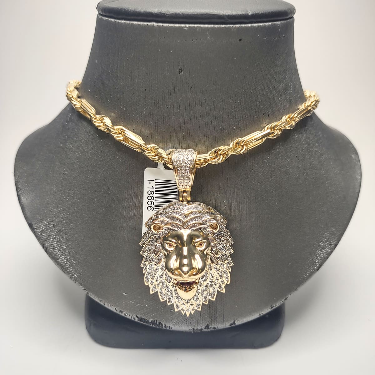 Diamond and Ruby Lion Head Charm