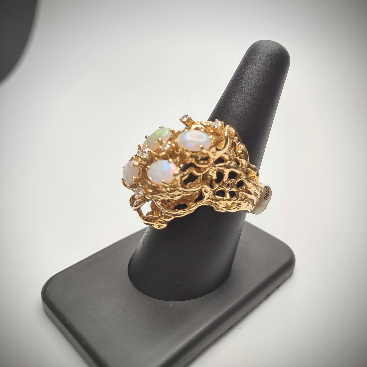 Opal and Diamond Cluster Nugget Ring, second view