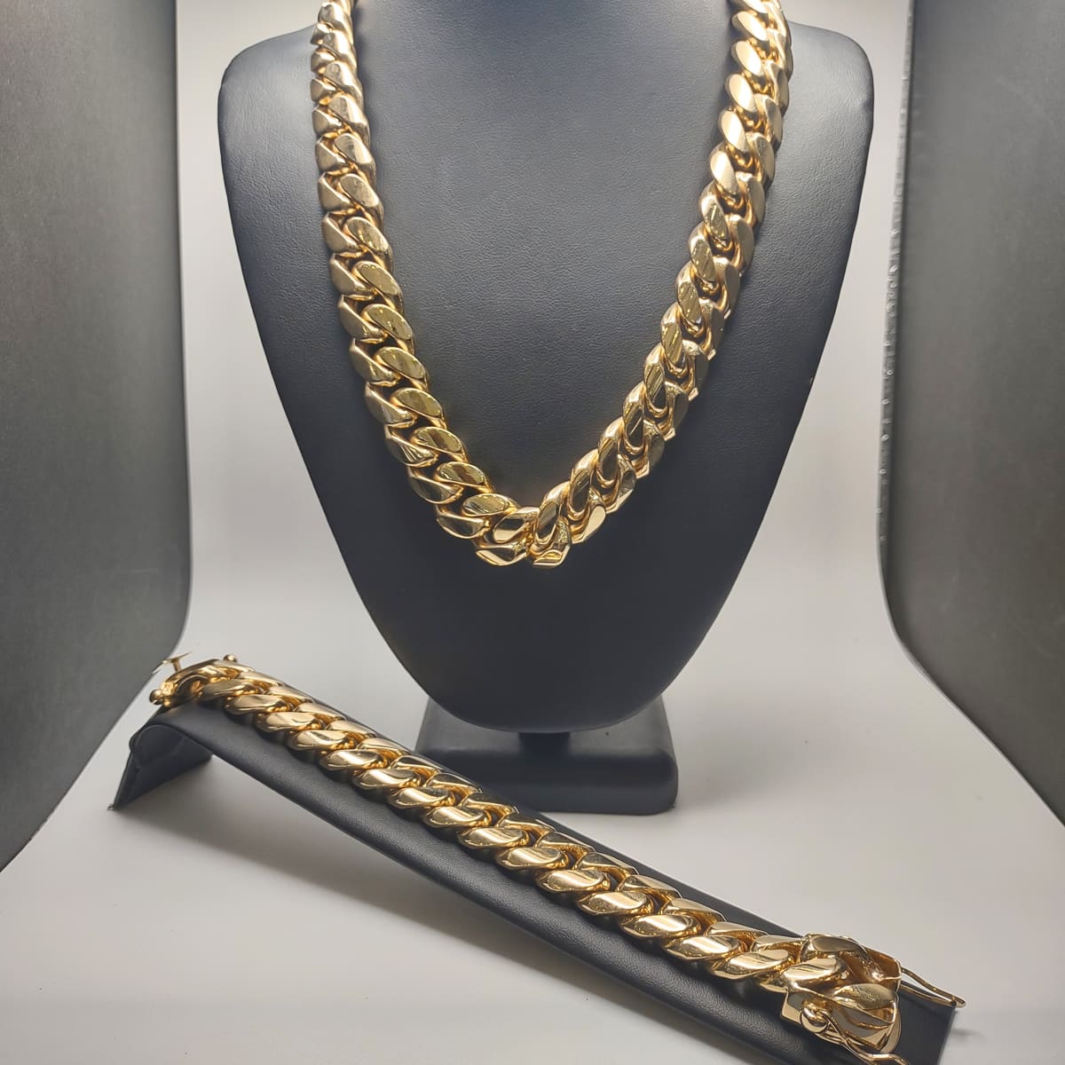 Miami Cuban Link Necklace and Bracelet Set