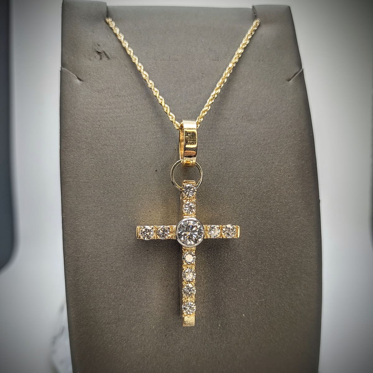 Custom Two-Tone Diamond Cross Charm