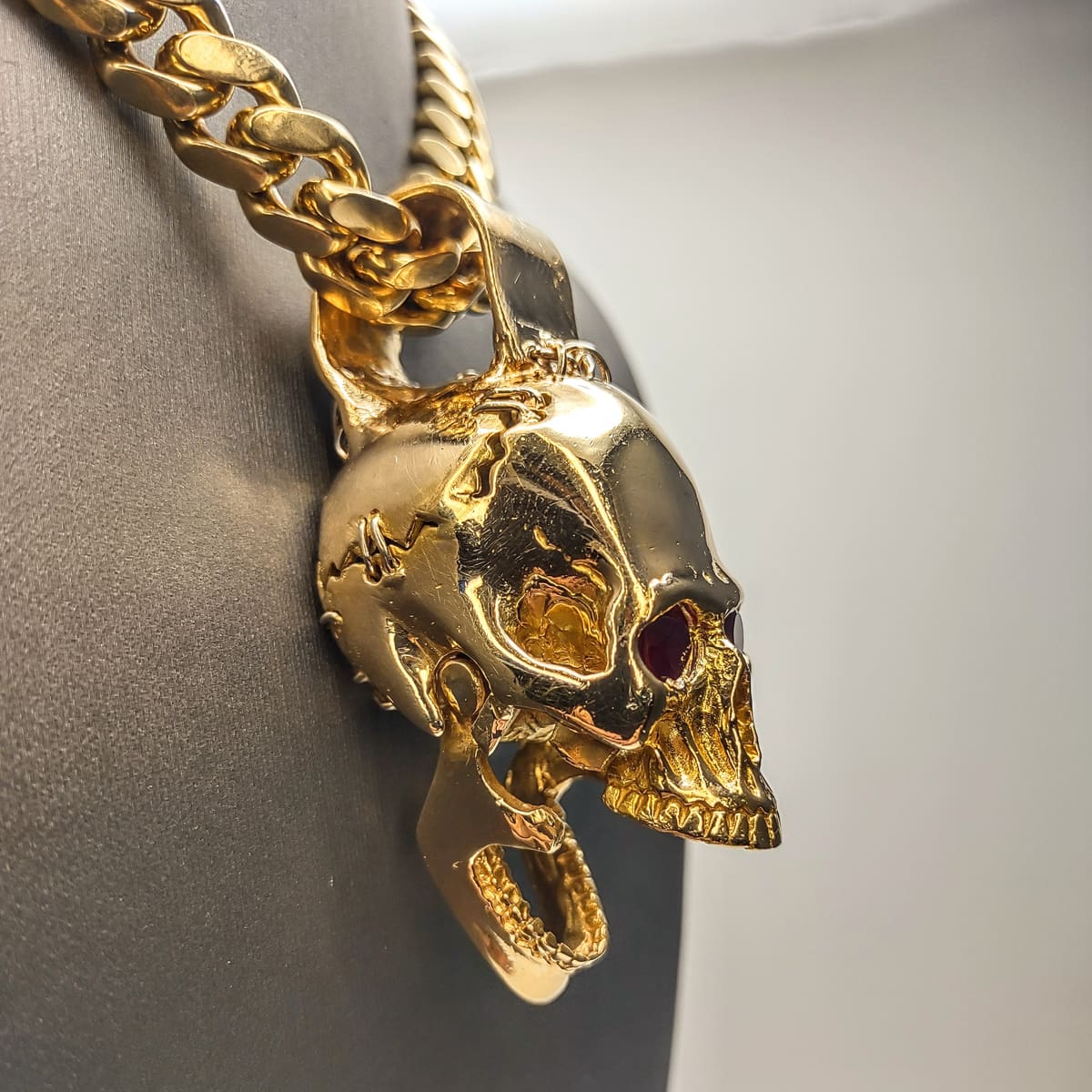 Custom Solid Ruby Skull Pendant, second view